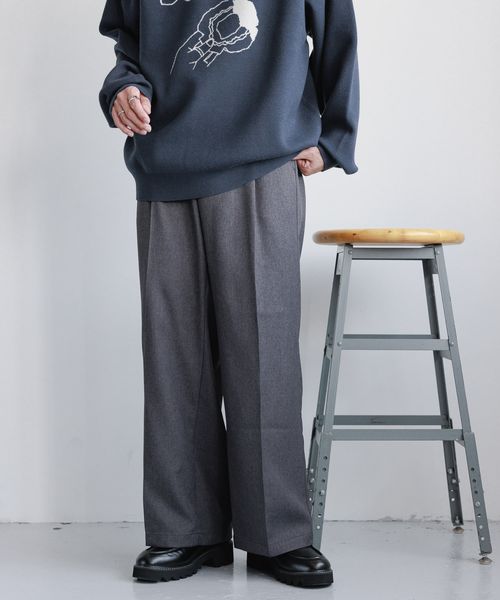 RAGEBLUE センタープレス/PEツイルワイドイージーストレートスラックス チャコールグレー M メンズボトムス レイジブルー 115731 and ST アンドエスティ(旧ドットエスティ) RAGEBLUE センタープレス/PEツイルワイドイージーストレートスラックス チャコールグレー M メンズボトムス レイジブルー 115731 and ST アンドエスティ(旧ドットエスティ)