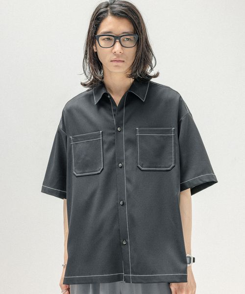 RAGEBLUE 配色ステッチ/オーバーサイズシャツ ブラック M メンズインナー レイジブルー 122998 and ST アンドエスティ(旧ドットエスティ) RAGEBLUE 配色ステッチ/オーバーサイズシャツ ブラック M メンズインナー レイジブルー 122998 and ST アンドエスティ(旧ドットエスティ)