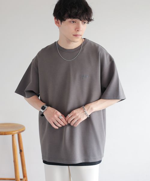 RAGEBLUE パウダーブリーチ/ワンポイント刺繍オーバーサイズポンチTシャツ シルバー S メンズインナー レイジブルー 127615 and ST アンドエスティ(旧ドットエスティ) RAGEBLUE パウダーブリーチ/ワンポイント刺繍オーバーサイズポンチTシャツ シルバー S メンズインナー レイジブルー 127615 and ST アンドエスティ(旧ドットエスティ)