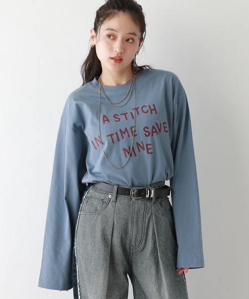 RAGEBLUE 【WOMENS】フロントプリント/グラフィックロンT ブルー FREE ウィメンズインナー レイジブルー 143902 and ST アンドエスティ(旧ドットエスティ) RAGEBLUE 【WOMENS】フロントプリント/グラフィックロンT ブルー FREE ウィメンズインナー レイジブルー 143902 and ST アンドエスティ(旧ドットエスティ)