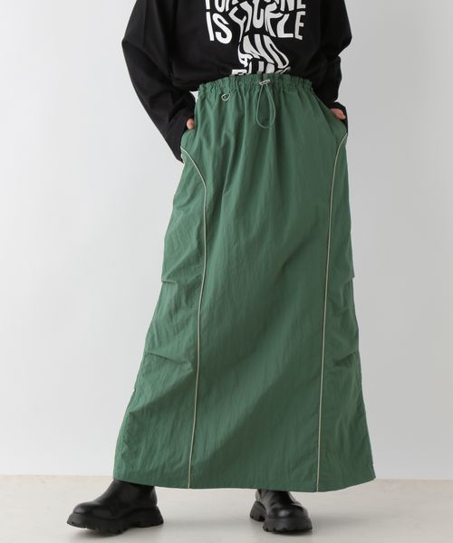 RAGEBLUE 【WOMENS】セットアップ対応/パイピングナイロンスカート グリーン FREE ウィメンズボトムス レイジブルー 144071 and ST アンドエスティ(旧ドットエスティ) RAGEBLUE 【WOMENS】セットアップ対応/パイピングナイロンスカート グリーン FREE ウィメンズボトムス レイジブルー 144071 and ST アンドエスティ(旧ドットエスティ)