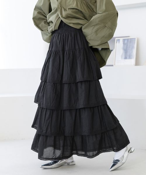 RAGEBLUE 【WOMENS】コットンティアードフリルスカート ブラック FREE ウィメンズボトムス レイジブルー 145439 and ST アンドエスティ(旧ドットエスティ) RAGEBLUE 【WOMENS】コットンティアードフリルスカート ブラック FREE ウィメンズボトムス レイジブルー 145439 and ST アンドエスティ(旧ドットエスティ)