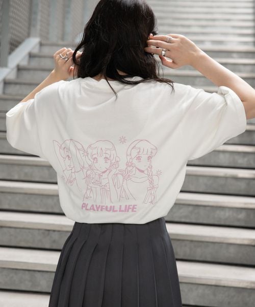RAGEBLUE 【WOMENS】<火曜び/TUESDAY>コラボバックプリントBIGTシャツ ホワイト FREE ウィメンズインナー レイジブルー 153195 and ST アンドエスティ(旧ドットエスティ) RAGEBLUE 【WOMENS】<火曜び/TUESDAY>コラボバックプリントBIGTシャツ ホワイト FREE ウィメンズインナー レイジブルー 153195 and ST アンドエスティ(旧ドットエスティ)