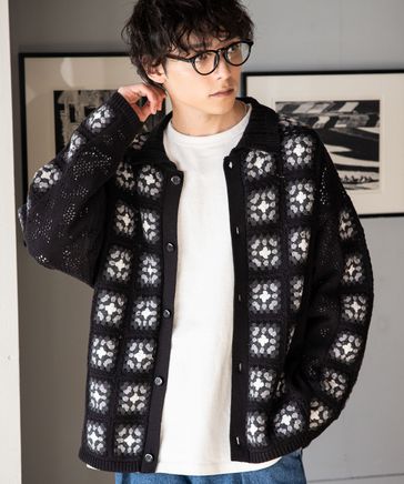 クロシェ編みニットカーディガン ONE SIZE