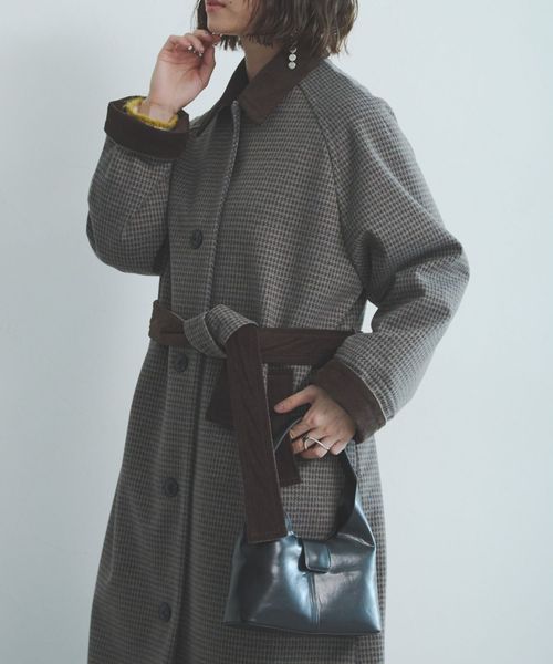 WOMENS】WOOLLYTEC/ウーリーテック 切り替えルーズステンカラーコート