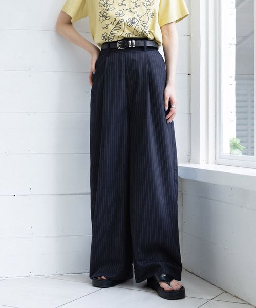 RAGEBLUE 【WOMENS】選べる着丈!太ベルトハイウエスト/タックワイドスラックス ネイビー S ウィメンズボトムス レイジブルー 205532 and ST アンドエスティ(旧ドットエスティ) RAGEBLUE 【WOMENS】選べる着丈!太ベルトハイウエスト/タックワイドスラックス ネイビー S ウィメンズボトムス レイジブルー 205532 and ST アンドエスティ(旧ドットエスティ)