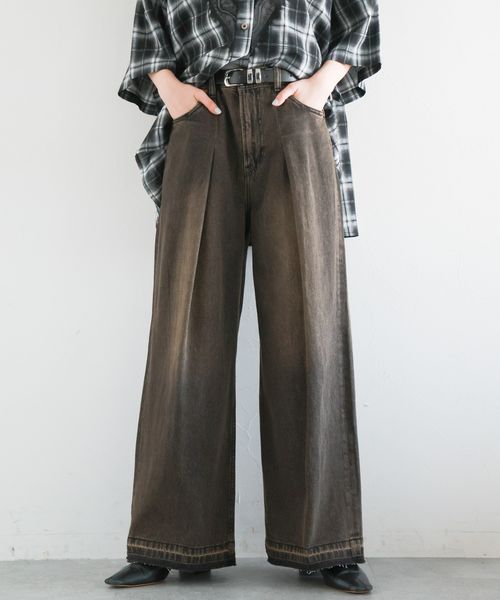 RAGEBLUE 【WOMENS】ヴィンテージライク/オーバーダイワイドデニム2 チャコールグレー S ウィメンズボトムス レイジブルー 240971 and ST アンドエスティ(旧ドットエスティ) RAGEBLUE 【WOMENS】ヴィンテージライク/オーバーダイワイドデニム2 チャコールグレー S ウィメンズボトムス レイジブルー 240971 and ST アンドエスティ(旧ドットエスティ)