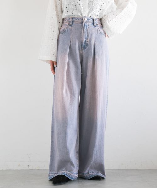 RAGEBLUE 【WOMENS】ヴィンテージライク/オーバーダイワイドデニム2 ブルー M ウィメンズボトムス レイジブルー 240971 and ST アンドエスティ(旧ドットエスティ) RAGEBLUE 【WOMENS】ヴィンテージライク/オーバーダイワイドデニム2 ブルー M ウィメンズボトムス レイジブルー 240971 and ST アンドエスティ(旧ドットエスティ)