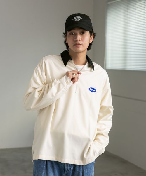RAGEBLUE ワンポイント刺繍/TRハーフジップシャツ ホワイト L メンズインナー レイジブルー 241782 and ST アンドエスティ(旧ドットエスティ) RAGEBLUE ワンポイント刺繍/TRハーフジップシャツ ホワイト L メンズインナー レイジブルー 241782 and ST アンドエスティ(旧ドットエスティ)