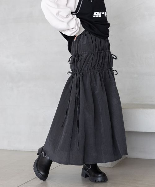 RAGEBLUE 【WOMENS】リボンティアード/ワッシャーサテンフレアスカート ブラック FREE ウィメンズボトムス レイジブルー 252199 and ST アンドエスティ(旧ドットエスティ) RAGEBLUE 【WOMENS】リボンティアード/ワッシャーサテンフレアスカート ブラック FREE ウィメンズボトムス レイジブルー 252199 and ST アンドエスティ(旧ドットエスティ)