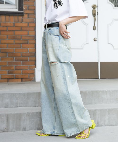 RAGEBLUE <新色入荷>【WOMENS】<セットアップ対応>3size展開/フラワー刺繍ダメージワイドデニム ブルー M ウィメンズボトムス レイジブルー 283424 and ST アンドエスティ(旧ドットエスティ) RAGEBLUE <新色入荷>【WOMENS】<セットアップ対応>3size展開/フラワー刺繍ダメージワイドデニム ブルー M ウィメンズボトムス レイジブルー 283424 and ST アンドエスティ(旧ドットエスティ)