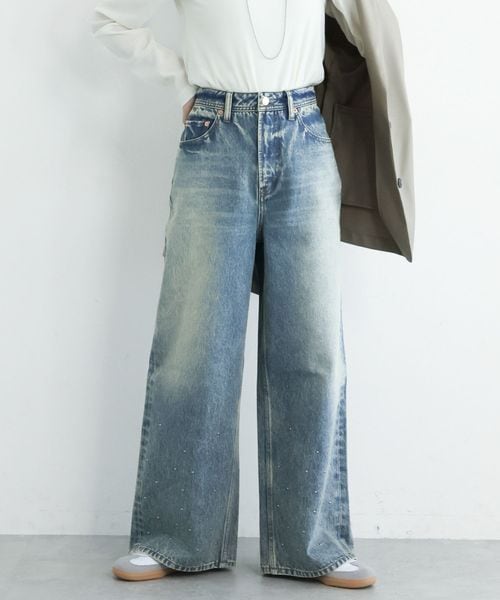 RAGEBLUE 【WOMENS】ヴィンテージライク/スタッズオーバーダイワイドデニム ブルー L ウィメンズボトムス レイジブルー 283837 and ST アンドエスティ(旧ドットエスティ) RAGEBLUE 【WOMENS】ヴィンテージライク/スタッズオーバーダイワイドデニム ブルー L ウィメンズボトムス レイジブルー 283837 and ST アンドエスティ(旧ドットエスティ)