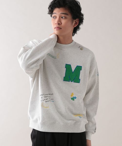 RAGEBLUE サガラ刺繍/ワッペンデザイン/オーバーサイズスウェット ホワイト M メンズインナー レイジブルー 283922 and ST アンドエスティ(旧ドットエスティ) RAGEBLUE サガラ刺繍/ワッペンデザイン/オーバーサイズスウェット ホワイト M メンズインナー レイジブルー 283922 and ST アンドエスティ(旧ドットエスティ)