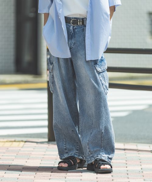 RAGEBLUE ライトデニムワイドカーゴパンツ ブルー L メンズボトムス レイジブルー 284584 and ST アンドエスティ(旧ドットエスティ) RAGEBLUE ライトデニムワイドカーゴパンツ ブルー L メンズボトムス レイジブルー 284584 and ST アンドエスティ(旧ドットエスティ)