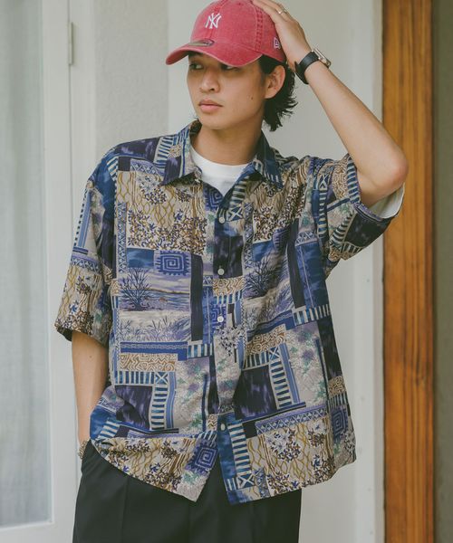 RAGEBLUE 総柄プリントシアーシャツ ネイビー L メンズインナー レイジブルー 289773 and ST アンドエスティ(旧ドットエスティ) RAGEBLUE 総柄プリントシアーシャツ ネイビー L メンズインナー レイジブルー 289773 and ST アンドエスティ(旧ドットエスティ)