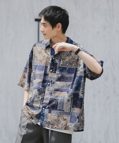RAGEBLUE <接触冷感>総柄プリントシアーシャツ ネイビー M メンズインナー レイジブルー 289773 and ST アンドエスティ(旧ドットエスティ) RAGEBLUE <接触冷感>総柄プリントシアーシャツ ネイビー M メンズインナー レイジブルー 289773 and ST アンドエスティ(旧ドットエスティ)