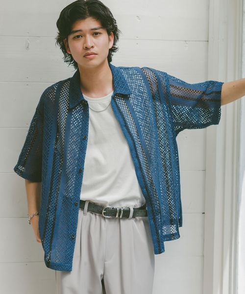 RAGEBLUE ルーズシルエット/メッシュ柄シャツ ブルー L メンズインナー レイジブルー 289775 and ST アンドエスティ(旧ドットエスティ) RAGEBLUE ルーズシルエット/メッシュ柄シャツ ブルー L メンズインナー レイジブルー 289775 and ST アンドエスティ(旧ドットエスティ)