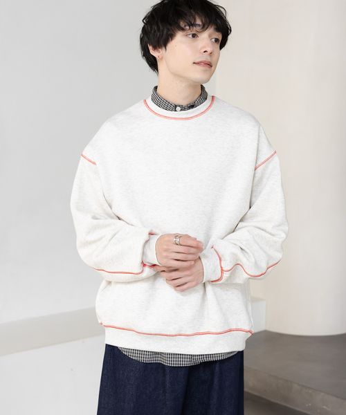 RAGEBLUE テック/ダンボールハンドステッチオーバーサイズスウェット ホワイト L メンズインナー レイジブルー 291535 and ST アンドエスティ(旧ドットエスティ) RAGEBLUE テック/ダンボールハンドステッチオーバーサイズスウェット ホワイト L メンズインナー レイジブルー 291535 and ST アンドエスティ(旧ドットエスティ)