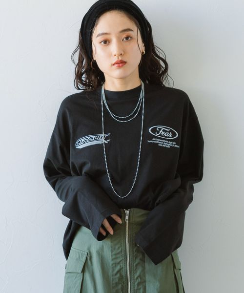 RAGEBLUE 【WOMENS】ワッペンモチーフ/刺繍ルーズロングTシャツ ブラック FREE ウィメンズインナー レイジブルー 304199 and ST アンドエスティ(旧ドットエスティ) RAGEBLUE 【WOMENS】ワッペンモチーフ/刺繍ルーズロングTシャツ ブラック FREE ウィメンズインナー レイジブルー 304199 and ST アンドエスティ(旧ドットエスティ)