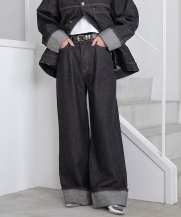WOMENS】<セットアップ対応>ステッチデザイン/ロールアップ WOMENS】<セットアップ対応>ステッチデザイン/ロールアップ