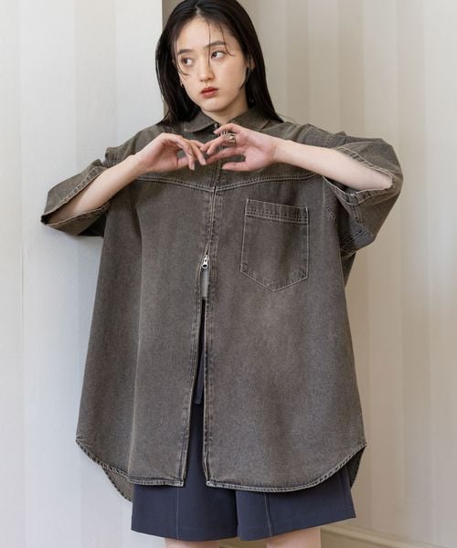 RAGEBLUE 【WOMENS】オーバーサイズ/Wジップデニムルーズシャツ ブラウン FREE ウィメンズインナー レイジブルー 323973 and ST アンドエスティ(旧ドットエスティ) RAGEBLUE 【WOMENS】オーバーサイズ/Wジップデニムルーズシャツ ブラウン FREE ウィメンズインナー レイジブルー 323973 and ST アンドエスティ(旧ドットエスティ)