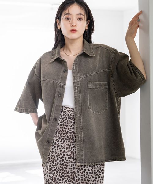 RAGEBLUE 【WOMENS】オーバーサイズ/デニムルーズシャツ ブラウン FREE ウィメンズインナー レイジブルー 323974 and ST アンドエスティ(旧ドットエスティ) RAGEBLUE 【WOMENS】オーバーサイズ/デニムルーズシャツ ブラウン FREE ウィメンズインナー レイジブルー 323974 and ST アンドエスティ(旧ドットエスティ)