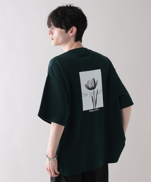 RAGEBLUE フラワーフォトプリント/オーバーサイズポンチTシャツ グリーン L メンズインナー レイジブルー 324120 and ST アンドエスティ(旧ドットエスティ) RAGEBLUE フラワーフォトプリント/オーバーサイズポンチTシャツ グリーン L メンズインナー レイジブルー 324120 and ST アンドエスティ(旧ドットエスティ)