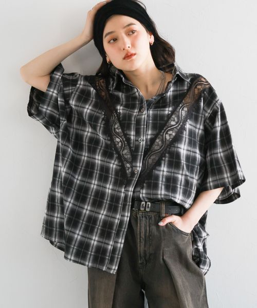 RAGEBLUE 【WOMENS】レースドッキング/オンブレチェックシャツ ブラック FREE ウィメンズインナー レイジブルー 324128 and ST アンドエスティ(旧ドットエスティ) RAGEBLUE 【WOMENS】レースドッキング/オンブレチェックシャツ ブラック FREE ウィメンズインナー レイジブルー 324128 and ST アンドエスティ(旧ドットエスティ)
