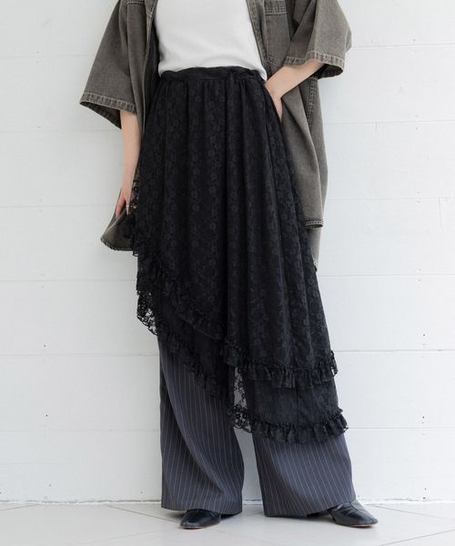 RAGEBLUE 【WOMENS】2WAY/レイヤードアシメデザインレーススカート ブラック FREE ウィメンズボトムス レイジブルー 324391 and ST アンドエスティ(旧ドットエスティ) RAGEBLUE 【WOMENS】2WAY/レイヤードアシメデザインレーススカート ブラック FREE ウィメンズボトムス レイジブルー 324391 and ST アンドエスティ(旧ドットエスティ)