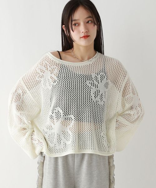 RAGEBLUE 【WOMENS】フラワーモチーフ/透かし編みサマーニット ホワイト FREE ウィメンズインナー レイジブルー 325903 and ST アンドエスティ(旧ドットエスティ) RAGEBLUE 【WOMENS】フラワーモチーフ/透かし編みサマーニット ホワイト FREE ウィメンズインナー レイジブルー 325903 and ST アンドエスティ(旧ドットエスティ)