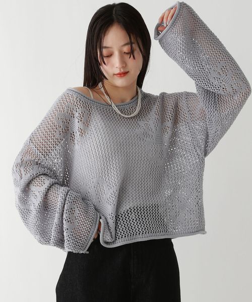 RAGEBLUE 【WOMENS】フラワーモチーフ/透かし編みサマーニット ブルー FREE ウィメンズインナー レイジブルー 325903 and ST アンドエスティ(旧ドットエスティ) RAGEBLUE 【WOMENS】フラワーモチーフ/透かし編みサマーニット ブルー FREE ウィメンズインナー レイジブルー 325903 and ST アンドエスティ(旧ドットエスティ)