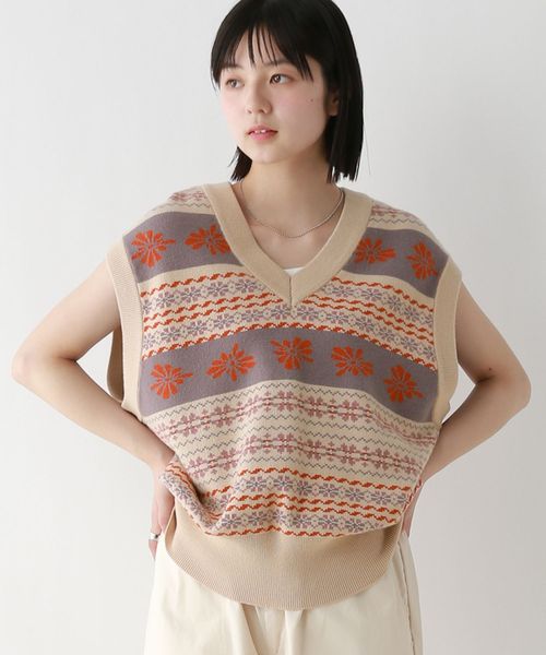 RAGEBLUE 【WOMENS】フラワージャガード柄/Vネックニットベスト ホワイト FREE ウィメンズインナー レイジブルー 327320 and ST アンドエスティ(旧ドットエスティ) RAGEBLUE 【WOMENS】フラワージャガード柄/Vネックニットベスト ホワイト FREE ウィメンズインナー レイジブルー 327320 and ST アンドエスティ(旧ドットエスティ)