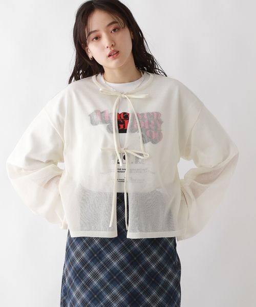RAGEBLUE 【WOMENS】ラメシアーリボンカーディガン ホワイト FREE ウィメンズインナー レイジブルー 328009 and ST アンドエスティ(旧ドットエスティ) RAGEBLUE 【WOMENS】ラメシアーリボンカーディガン ホワイト FREE ウィメンズインナー レイジブルー 328009 and ST アンドエスティ(旧ドットエスティ)