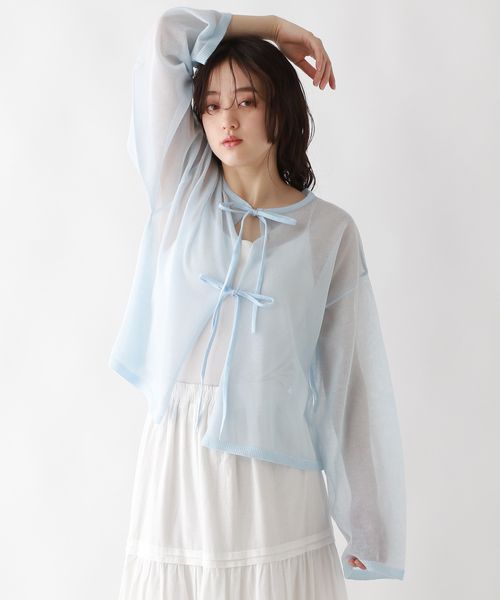 RAGEBLUE 【WOMENS】ラメシアーリボンカーディガン ライトブルー FREE ウィメンズインナー レイジブルー 328009 and ST アンドエスティ(旧ドットエスティ) RAGEBLUE 【WOMENS】ラメシアーリボンカーディガン ライトブルー FREE ウィメンズインナー レイジブルー 328009 and ST アンドエスティ(旧ドットエスティ)