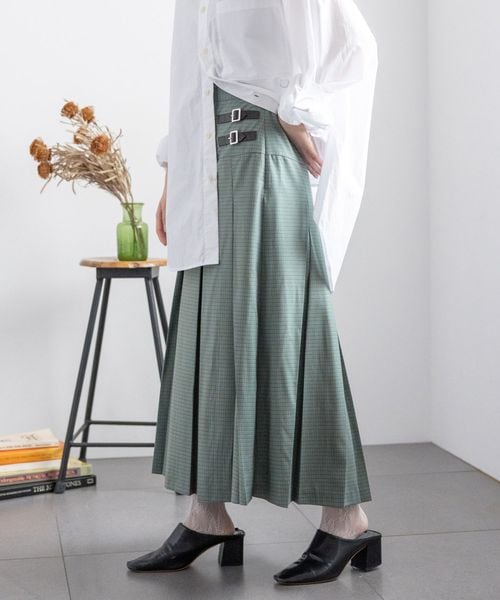 RAGEBLUE 【WOMENS】Wベルト/チェックプリーツミディスカート グリーン FREE ウィメンズボトムス レイジブルー 329510 and ST アンドエスティ(旧ドットエスティ) RAGEBLUE 【WOMENS】Wベルト/チェックプリーツミディスカート グリーン FREE ウィメンズボトムス レイジブルー 329510 and ST アンドエスティ(旧ドットエスティ)