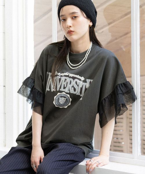 RAGEBLUE 【WOMENS】選べるショート&ロング丈/袖チュールロゴTシャツ チャコールグレー S ウィメンズインナー レイジブルー 451323 and ST アンドエスティ(旧ドットエスティ) RAGEBLUE 【WOMENS】選べるショート&ロング丈/袖チュールロゴTシャツ チャコールグレー S ウィメンズインナー レイジブルー 451323 and ST アンドエスティ(旧ドットエスティ)