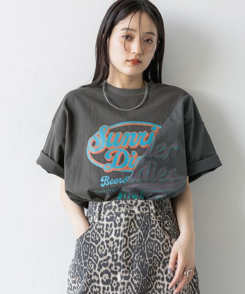 RAGEBLUE 【WOMENS】リメイク風ロゴプリントTシャツ チャコールグレー FREE ウィメンズインナー レイジブルー 451329 and ST アンドエスティ(旧ドットエスティ) RAGEBLUE 【WOMENS】リメイク風ロゴプリントTシャツ チャコールグレー FREE ウィメンズインナー レイジブルー 451329 and ST アンドエスティ(旧ドットエスティ)