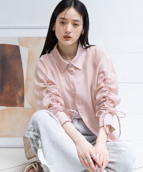 RAGEBLUE 【WOMENS】袖シャーリングBIGシアーシャツ ピンク FREE ウィメンズインナー レイジブルー 493916 and ST アンドエスティ(旧ドットエスティ) RAGEBLUE 【WOMENS】袖シャーリングBIGシアーシャツ ピンク FREE ウィメンズインナー レイジブルー 493916 and ST アンドエスティ(旧ドットエスティ)