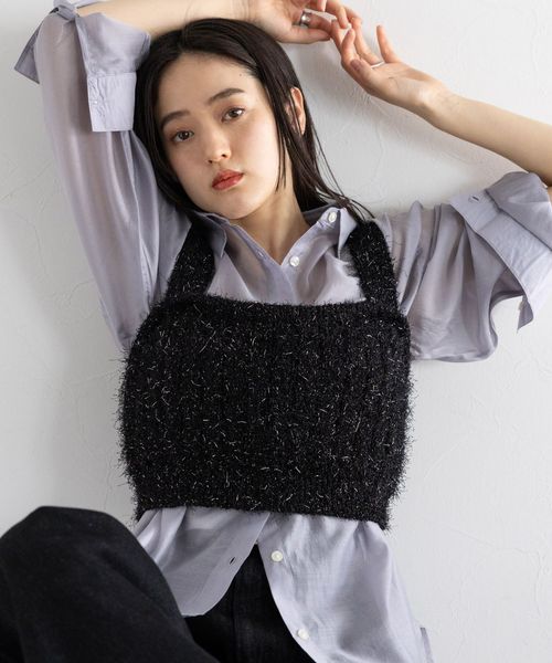RAGEBLUE 【WOMENS】ラメフェザーヤーンビスチェ ブラック FREE ウィメンズインナー レイジブルー 494393 and ST アンドエスティ(旧ドットエスティ) RAGEBLUE 【WOMENS】ラメフェザーヤーンビスチェ ブラック FREE ウィメンズインナー レイジブルー 494393 and ST アンドエスティ(旧ドットエスティ)