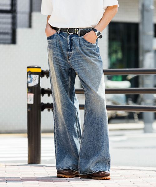 RAGEBLUE 12oz/ヴィンテージライクバギーデニムワイドフレアパンツ ブルー S メンズボトムス レイジブルー 495090 and ST アンドエスティ(旧ドットエスティ) RAGEBLUE 12oz/ヴィンテージライクバギーデニムワイドフレアパンツ ブルー S メンズボトムス レイジブルー 495090 and ST アンドエスティ(旧ドットエスティ)