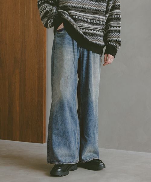 RAGEBLUE 12oz/ヴィンテージライクバギーデニムワイドフレアパンツ ブルー M メンズボトムス レイジブルー 495090 and ST アンドエスティ(旧ドットエスティ) RAGEBLUE 12oz/ヴィンテージライクバギーデニムワイドフレアパンツ ブルー M メンズボトムス レイジブルー 495090 and ST アンドエスティ(旧ドットエスティ)