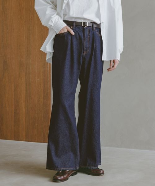 RAGEBLUE 12oz/ヴィンテージライクバギーデニムワイドフレアパンツ ネイビー L メンズボトムス レイジブルー 495090 and ST アンドエスティ(旧ドットエスティ) RAGEBLUE 12oz/ヴィンテージライクバギーデニムワイドフレアパンツ ネイビー L メンズボトムス レイジブルー 495090 and ST アンドエスティ(旧ドットエスティ)