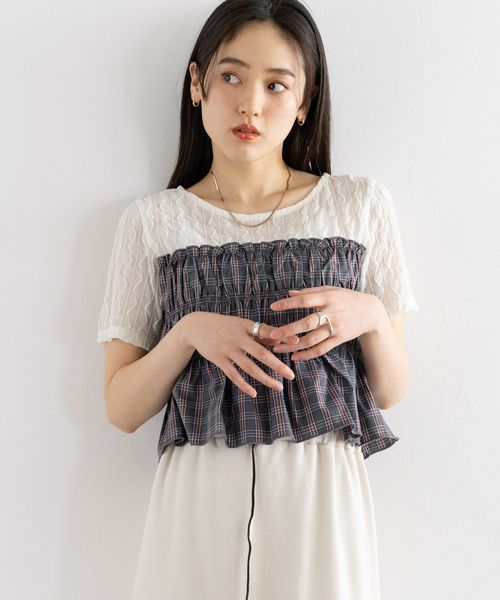 RAGEBLUE 【WOMENS】チェックギャザービスチェドッキングシアープルオーバーSS ホワイト FREE ウィメンズインナー レイジブルー 496929 and ST アンドエスティ(旧ドットエスティ) RAGEBLUE 【WOMENS】チェックギャザービスチェドッキングシアープルオーバーSS ホワイト FREE ウィメンズインナー レイジブルー 496929 and ST アンドエスティ(旧ドットエスティ)