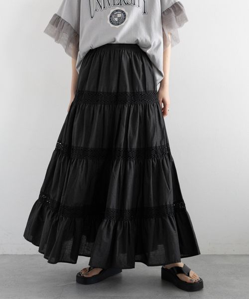 RAGEBLUE 【WOMENS】デザインレース/コットンフレアスカート ブラック FREE ウィメンズボトムス レイジブルー 497654 and ST アンドエスティ(旧ドットエスティ) RAGEBLUE 【WOMENS】デザインレース/コットンフレアスカート ブラック FREE ウィメンズボトムス レイジブルー 497654 and ST アンドエスティ(旧ドットエスティ)