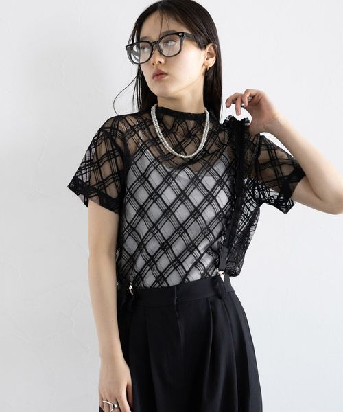 RAGEBLUE 【WOMENS】バイアスチェック/ハイネックシアートップス ブラック FREE ウィメンズインナー レイジブルー 498269 and ST アンドエスティ(旧ドットエスティ) RAGEBLUE 【WOMENS】バイアスチェック/ハイネックシアートップス ブラック FREE ウィメンズインナー レイジブルー 498269 and ST アンドエスティ(旧ドットエスティ)