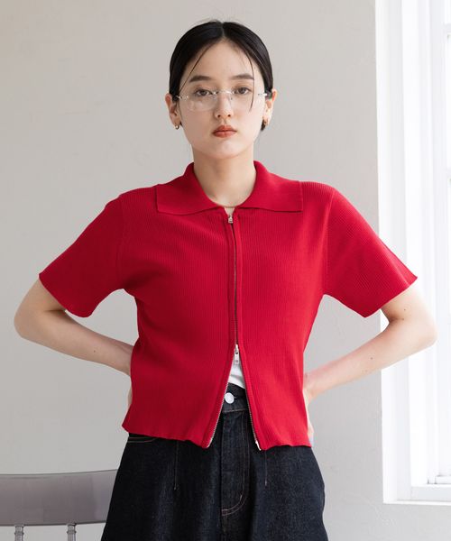 RAGEBLUE 【WOMENS】Wジップコンパクトリブニットカーディガン レッド FREE ウィメンズインナー レイジブルー 572307 and ST アンドエスティ(旧ドットエスティ) RAGEBLUE 【WOMENS】Wジップコンパクトリブニットカーディガン レッド FREE ウィメンズインナー レイジブルー 572307 and ST アンドエスティ(旧ドットエスティ)