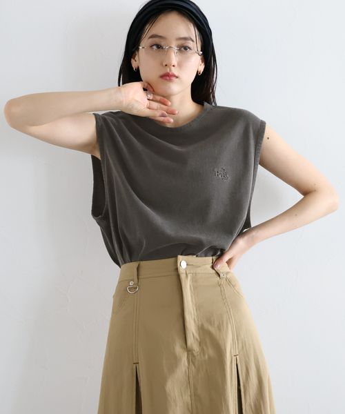 RAGEBLUE 【WOMENS】ロゴ刺繍ピグメントルーズノースリーブTシャツ ブラック FREE ウィメンズインナー レイジブルー 572308 and ST アンドエスティ(旧ドットエスティ) RAGEBLUE 【WOMENS】ロゴ刺繍ピグメントルーズノースリーブTシャツ ブラック FREE ウィメンズインナー レイジブルー 572308 and ST アンドエスティ(旧ドットエスティ)