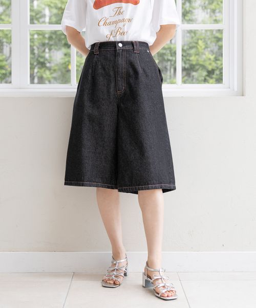 RAGEBLUE 【WOMENS】<セットアップ対応>ステッチデザイン/デニムハーフパンツ ブラック FREE ウィメンズボトムス レイジブルー 572337 and ST アンドエスティ(旧ドットエスティ) RAGEBLUE 【WOMENS】<セットアップ対応>ステッチデザイン/デニムハーフパンツ ブラック FREE ウィメンズボトムス レイジブルー 572337 and ST アンドエスティ(旧ドットエスティ)