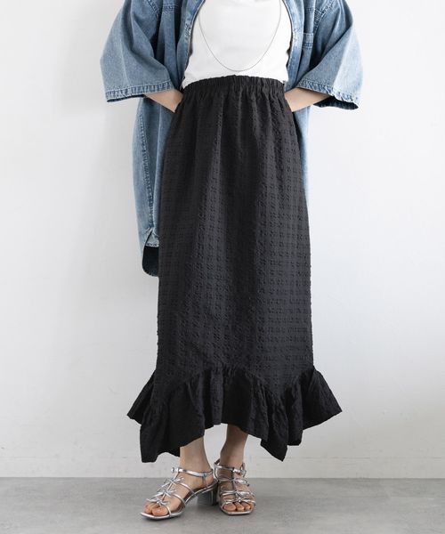 RAGEBLUE 【WOMENS】裾フリル/Iラインティアードスカート ブラック FREE ウィメンズボトムス レイジブルー 572339 and ST アンドエスティ(旧ドットエスティ) RAGEBLUE 【WOMENS】裾フリル/Iラインティアードスカート ブラック FREE ウィメンズボトムス レイジブルー 572339 and ST アンドエスティ(旧ドットエスティ)