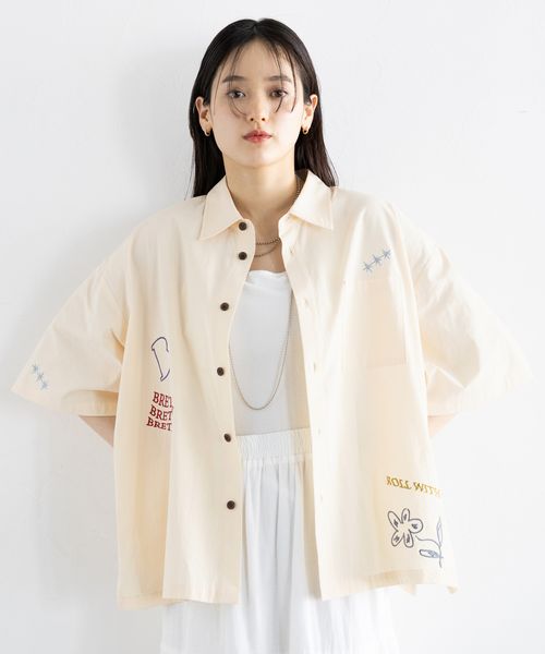 RAGEBLUE 【WOMENS】レタード刺繍BIGシャツ ホワイト FREE ウィメンズインナー レイジブルー 572636 and ST アンドエスティ(旧ドットエスティ) RAGEBLUE 【WOMENS】レタード刺繍BIGシャツ ホワイト FREE ウィメンズインナー レイジブルー 572636 and ST アンドエスティ(旧ドットエスティ)